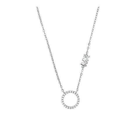 michael kors circle pendant necklace|Michael Kors sterling silver necklace.